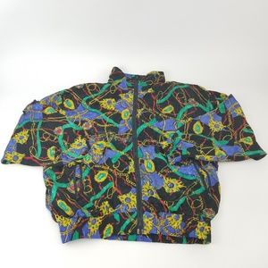 Vtg 80s Colorful Windbreaker Jacket Womens Sz M